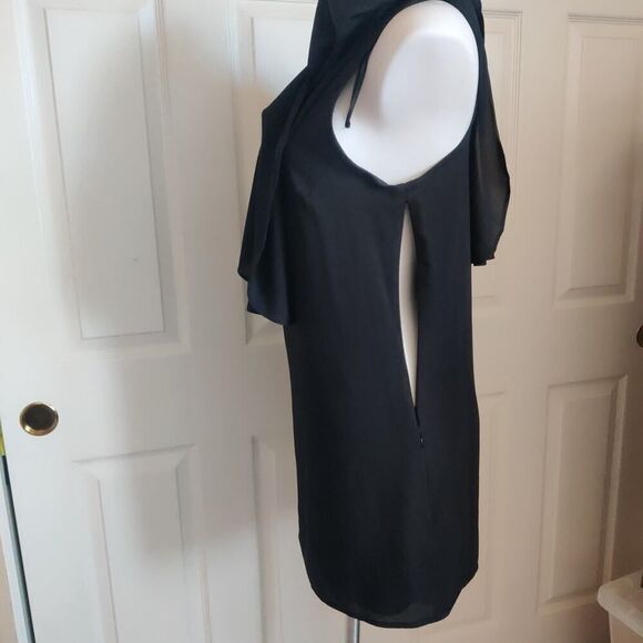 Forever 21 black chiffon overlay sheath dress sz M - Picture 6 of 10